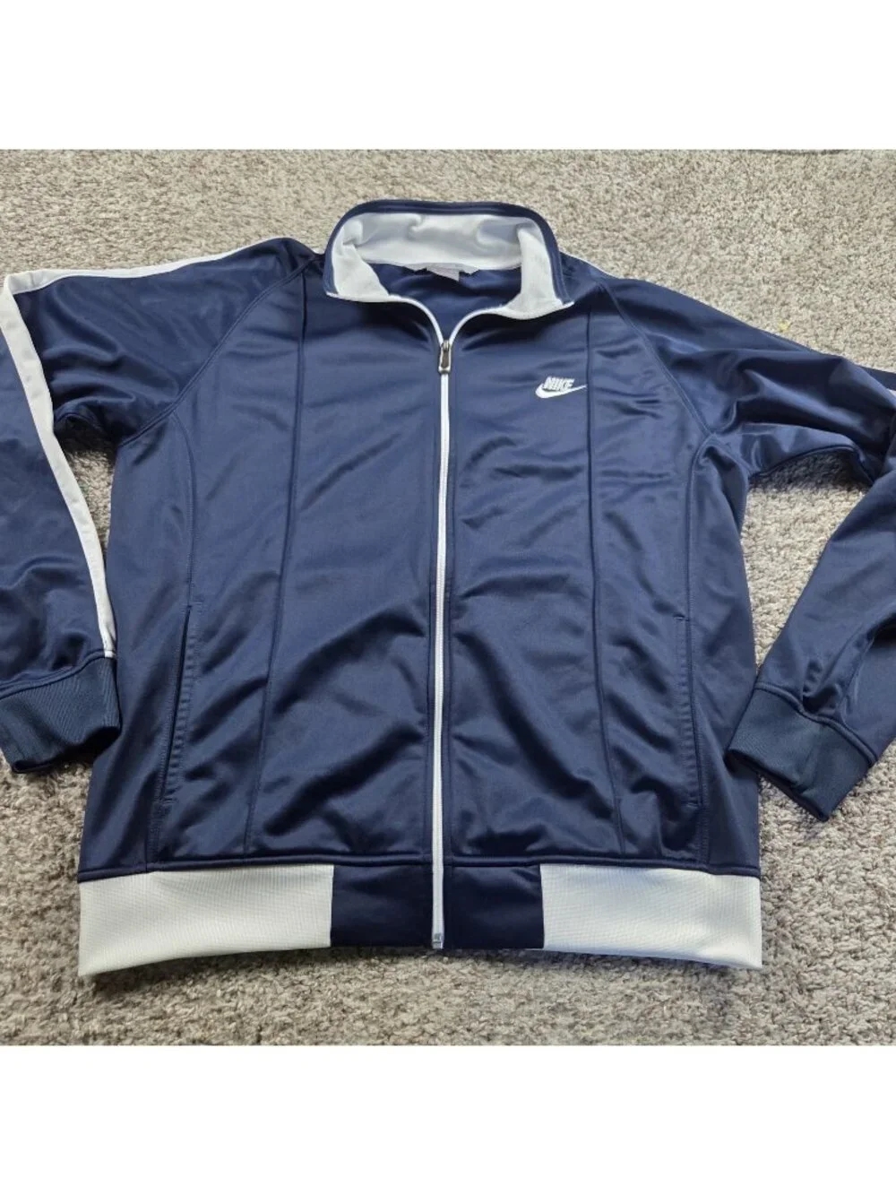 Vintage Nike Sportswear Track Jacket Mens XL Blue Full Zip Mock Hip Hop Rap